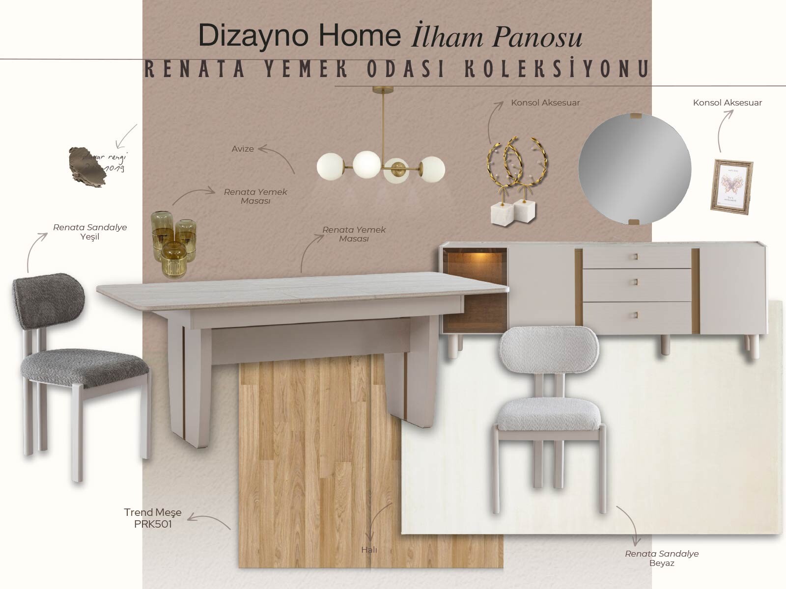 Renata Yemek Odası Koleksiyonu İlham Panosu