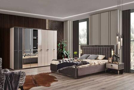 DZN - Hilton Bedroom Set with 6 Doors Wardrobe