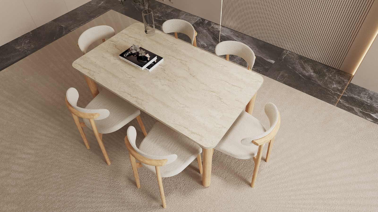 Bohem Traverten Yemek Masası - (1)