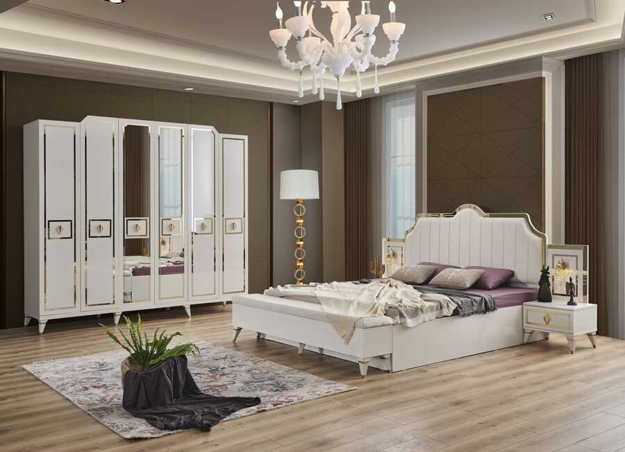 Floransa Beyaz Kapaklı Yatak Odası Takımı