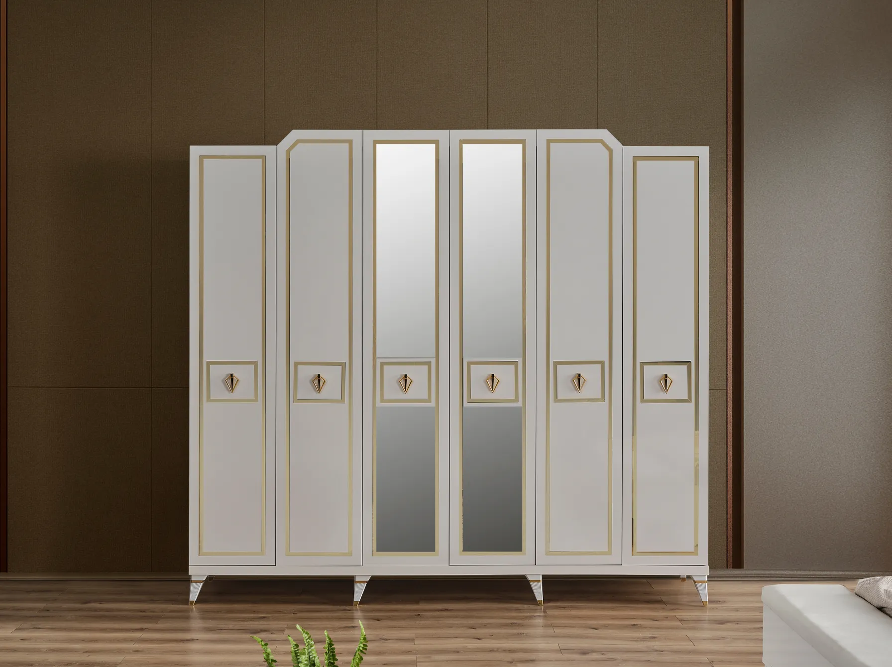 Floransa 6 Doors Wardrobe - White Color - Thumbnail