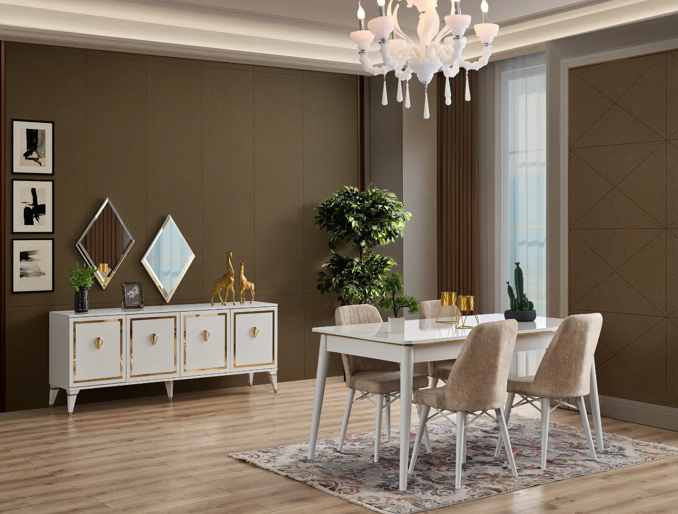 DZN - Floransa Dining Room Set - White