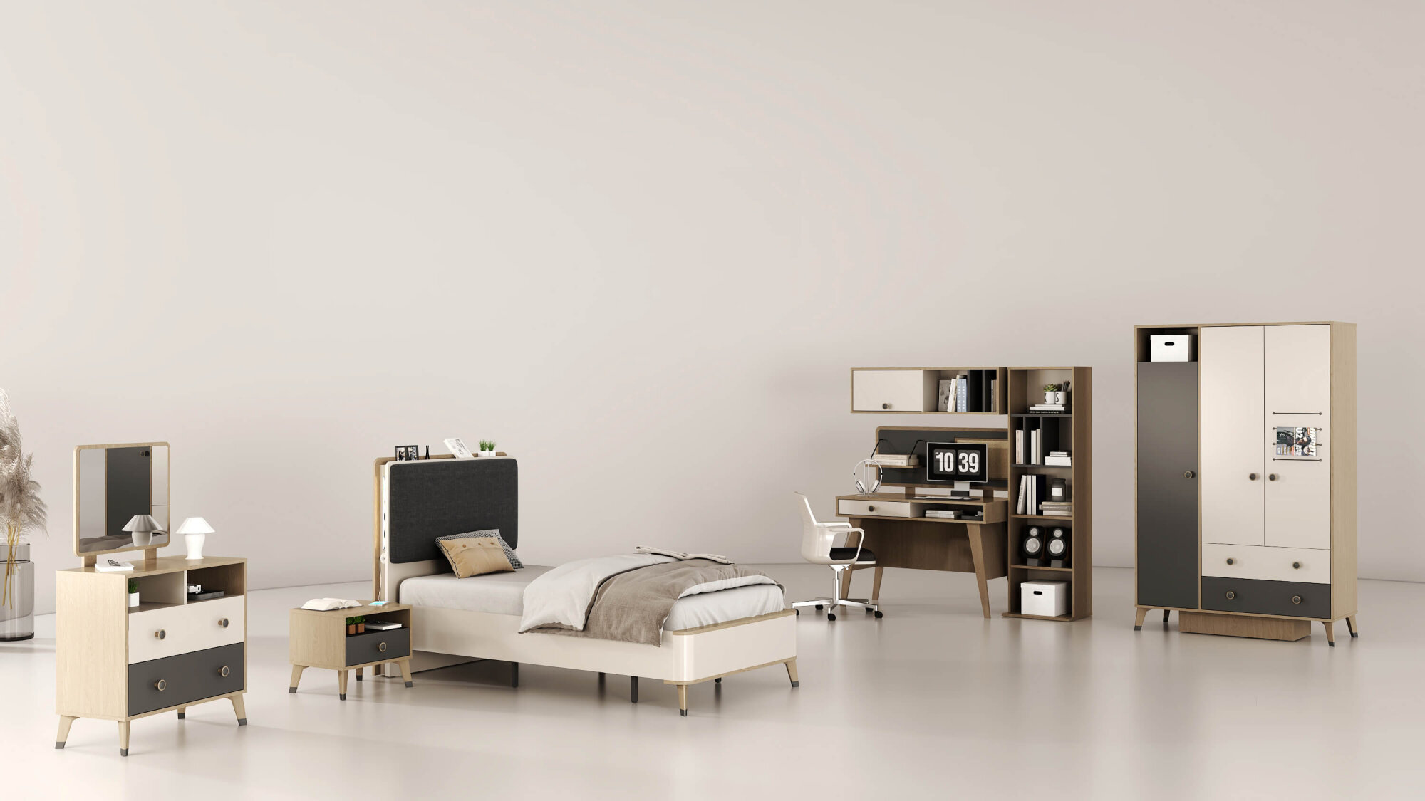 New Smart 3 Kapaklı Gardırop - (1)