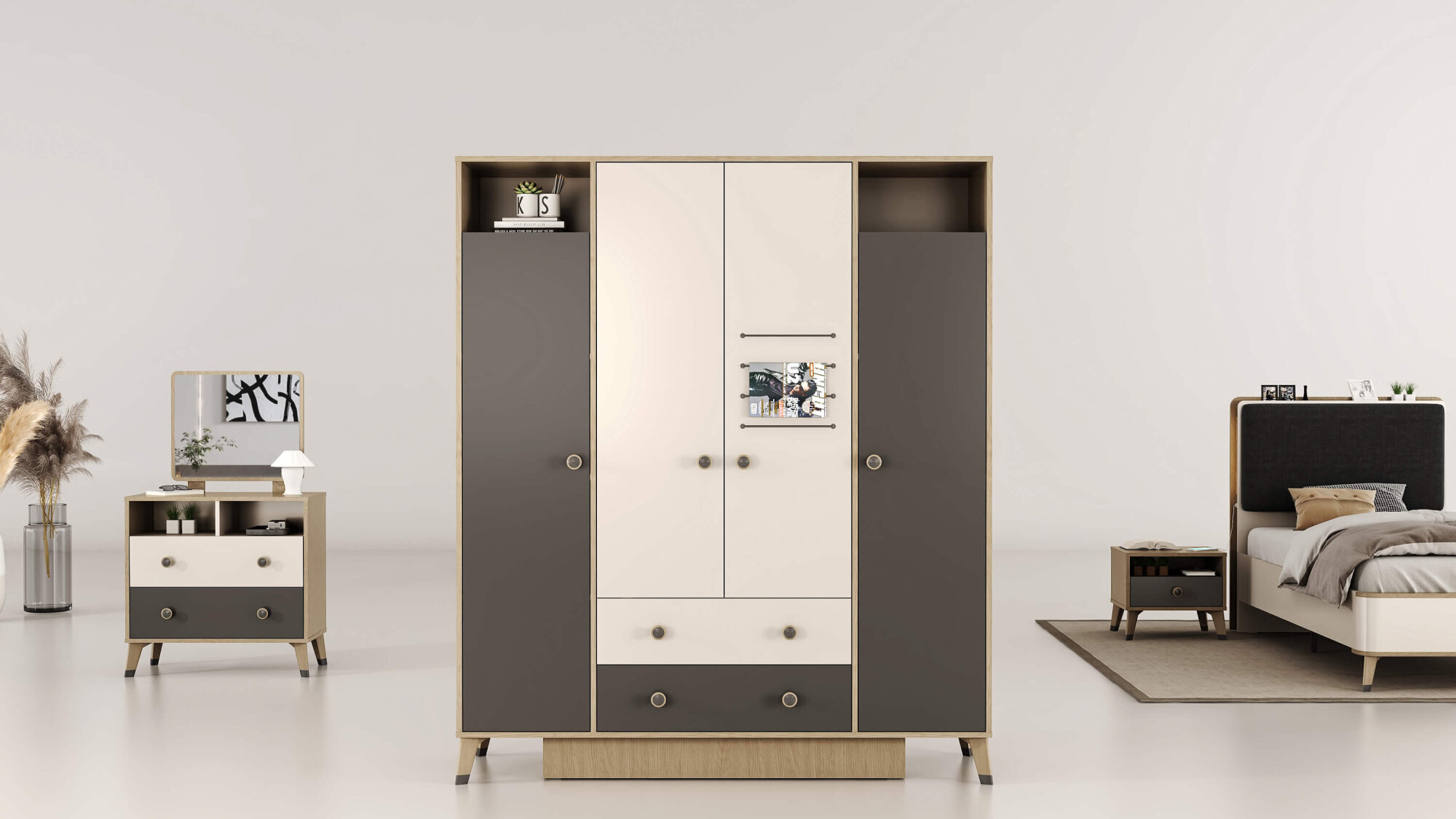 New Smart 4 Kapaklı Gardırop - 