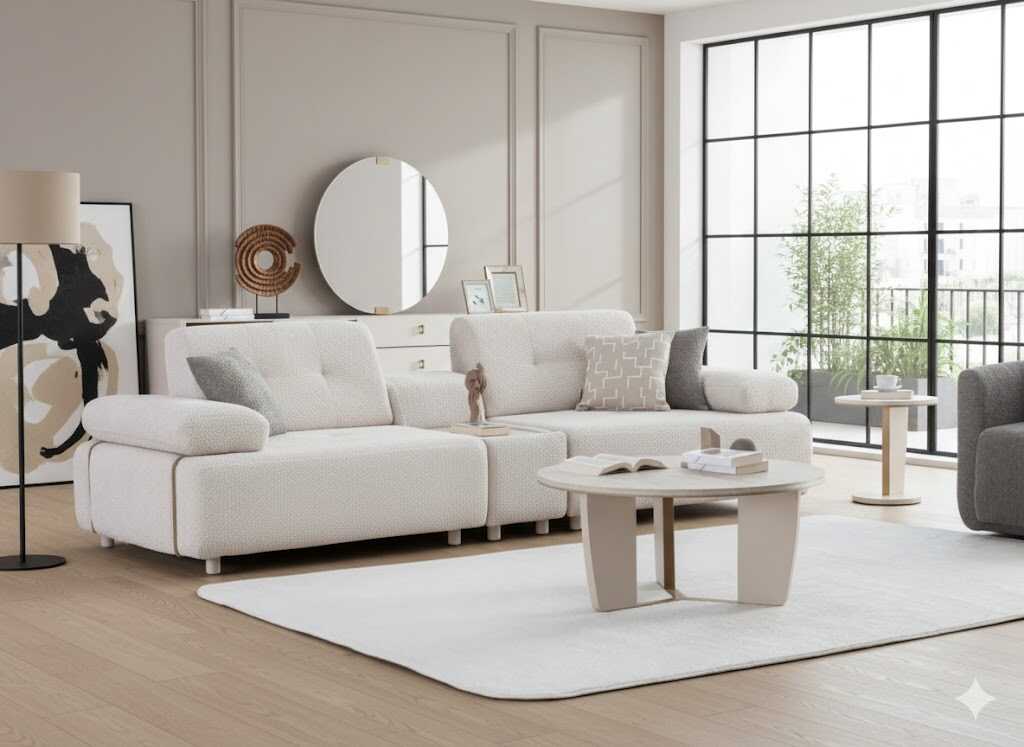 Renata Üçlü Koltuk Sehpalı Beyaz - 